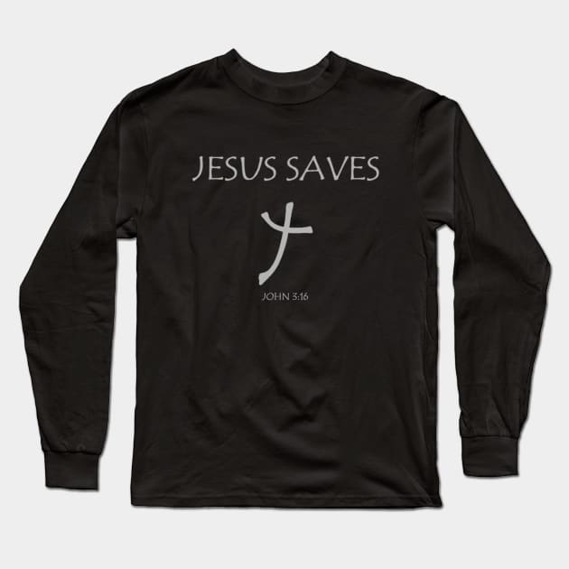 JESUS SAVES Cross Long Sleeve T-Shirt by Moses77